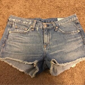 Rag & Bone Mid Rose Denim Distressed Cut Off Shorts Size 25